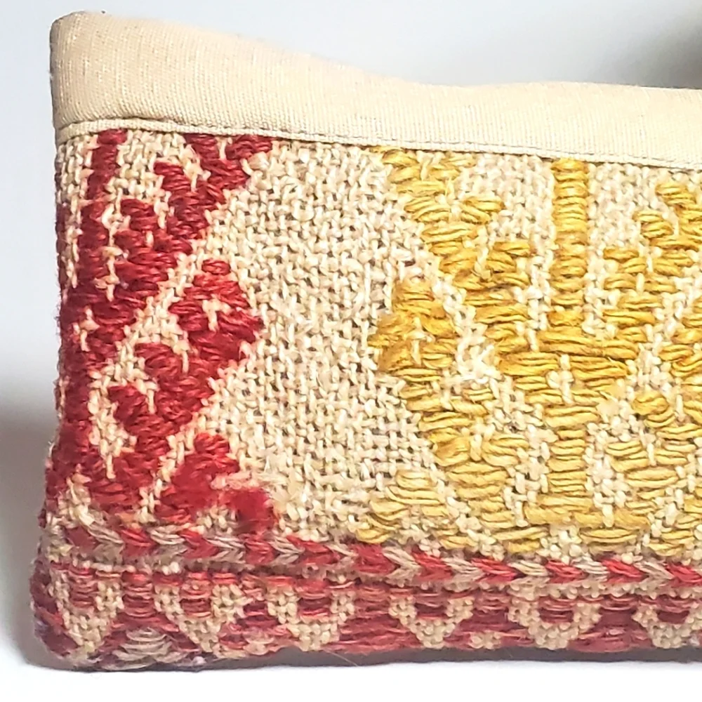 Artisan Handcrafted with a Woven Tribal Print Makeup Cosmetic Bag Zipper Closure